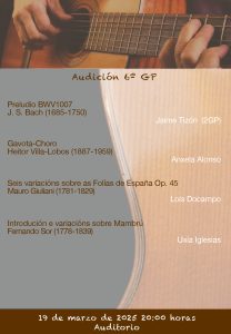 Programa audición Guitarra 19 de marzo de 2025 6º Grao Profesional