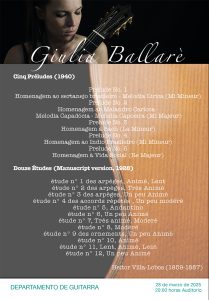 Programa de man do concerto de Giulia Ballarè